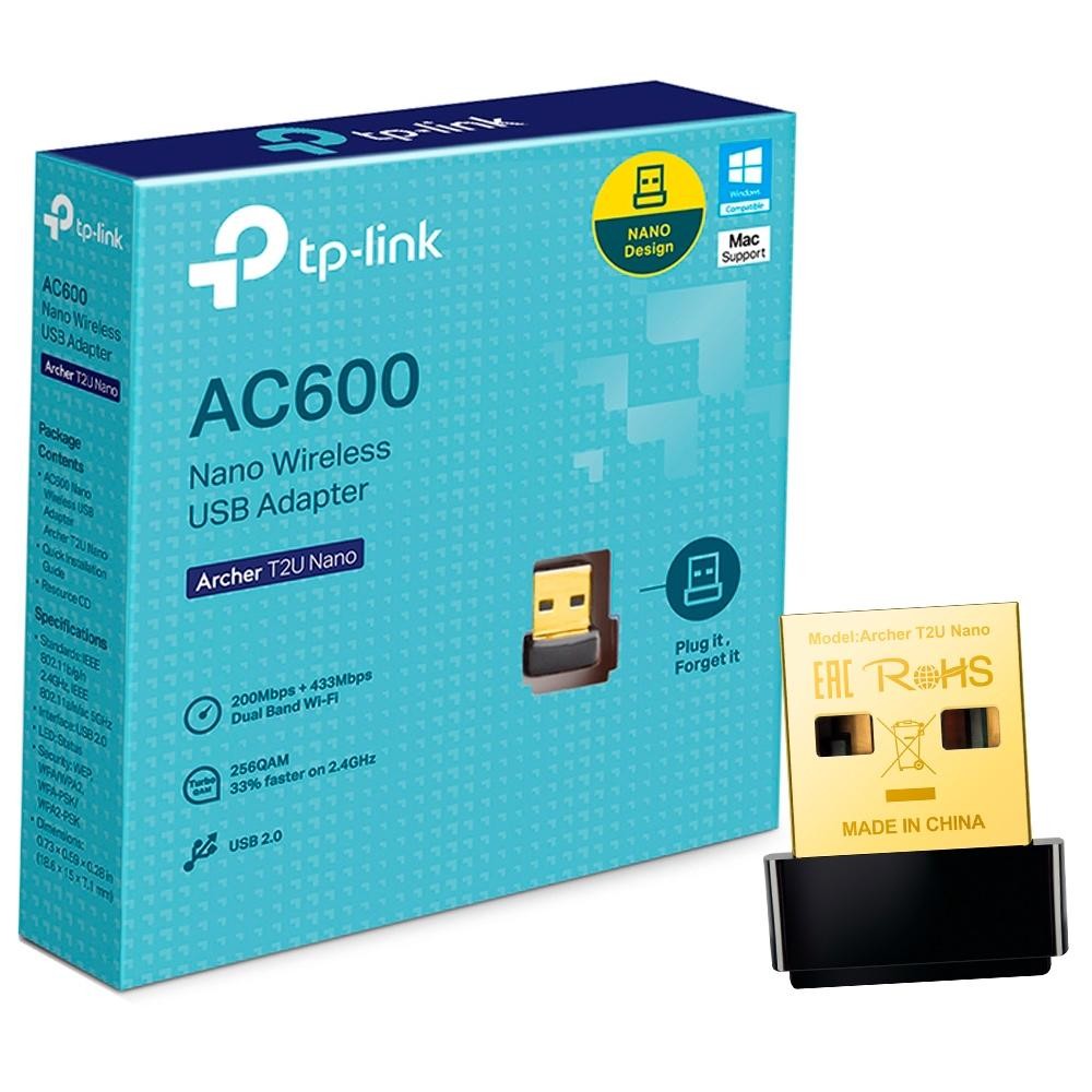 Adaptador Wireless TP-Link USB AC600 Archer T2U Nano