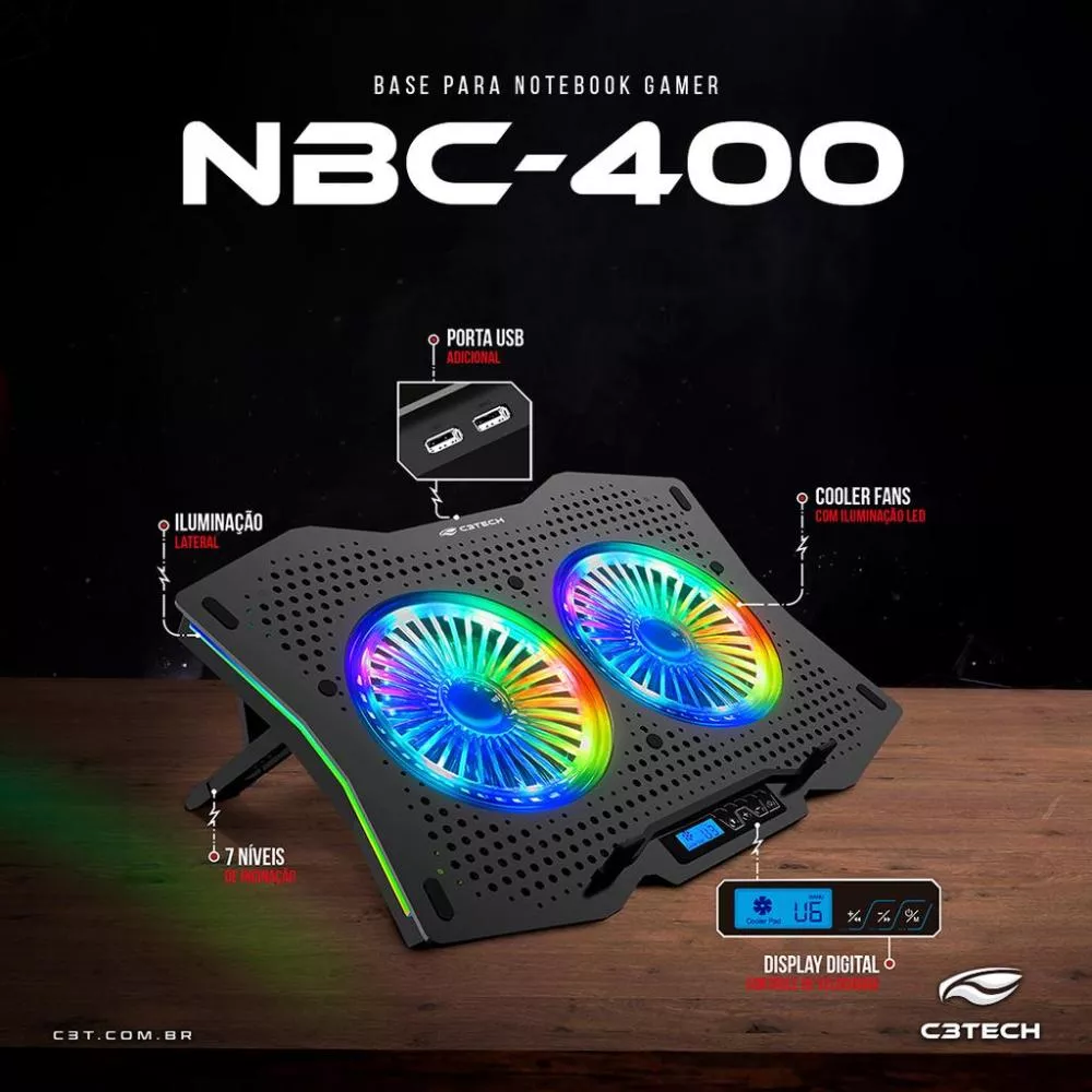 Base Para Notebook Gamer 17,3 Nbc-400bk C3tech