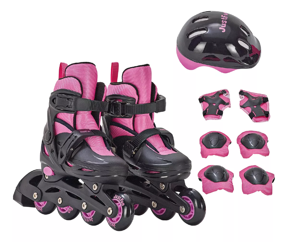 Patins Roller Ajustavel Infantil Com Kit Protecao Completo