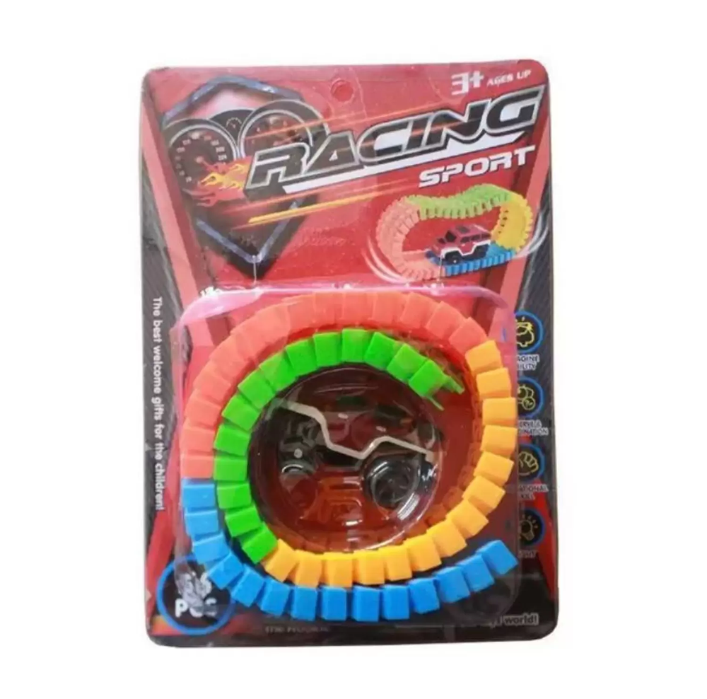 Carrinho com Mini pista de Montar Racing Sport 