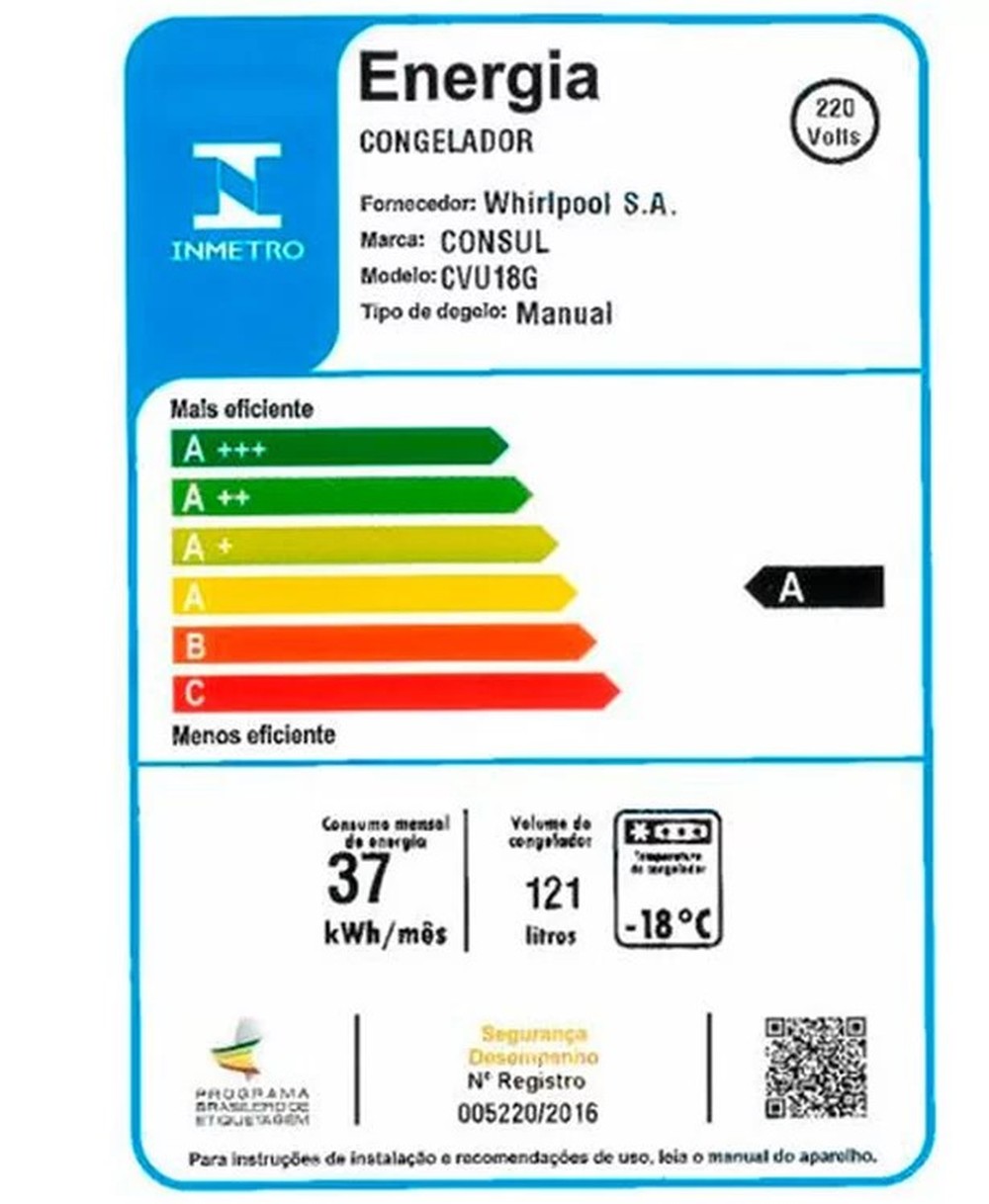 Freezer Vertical Consul 1 Porta 121L - CVU18GB - CVU18GB 220V