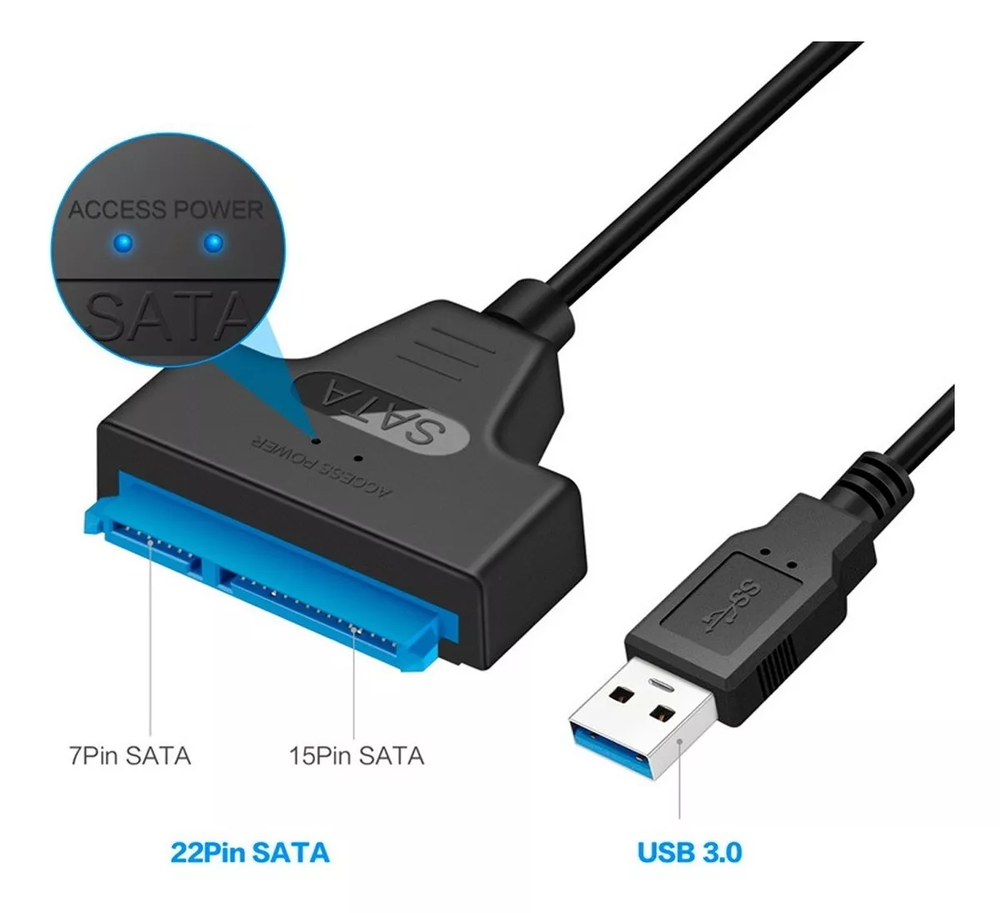 Cabo Usb 3.0 Sata 3 Para Usb - Para Ler Ssd/ Hd Disco Rígido