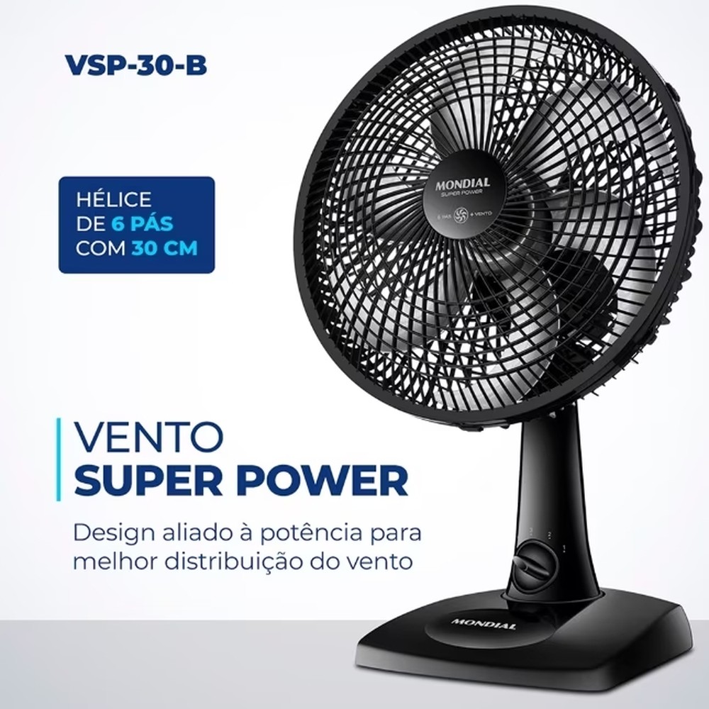 Ventilador 30cm VSP-30-B Mondial - Preto