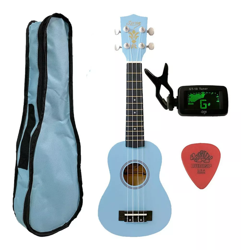 Ukulele Azul Seven Soprano Suk-07 Lb C/ Capa E Afinador