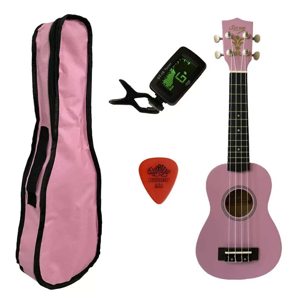 Ukulele Rosa Seven Soprano Suk-07 Pi C/ Capa E Afinador