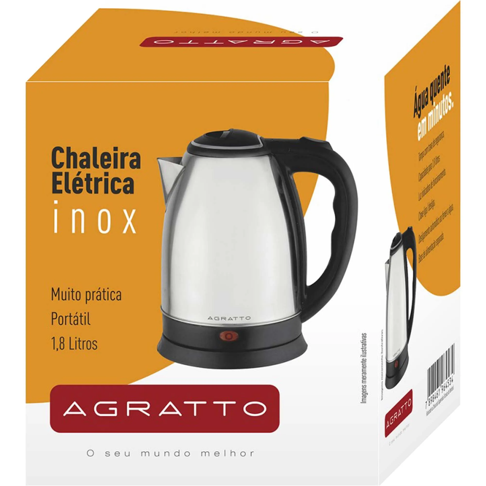 Chaleira Elétrica Agratto CE02 Prata Em Aço Inox 220V