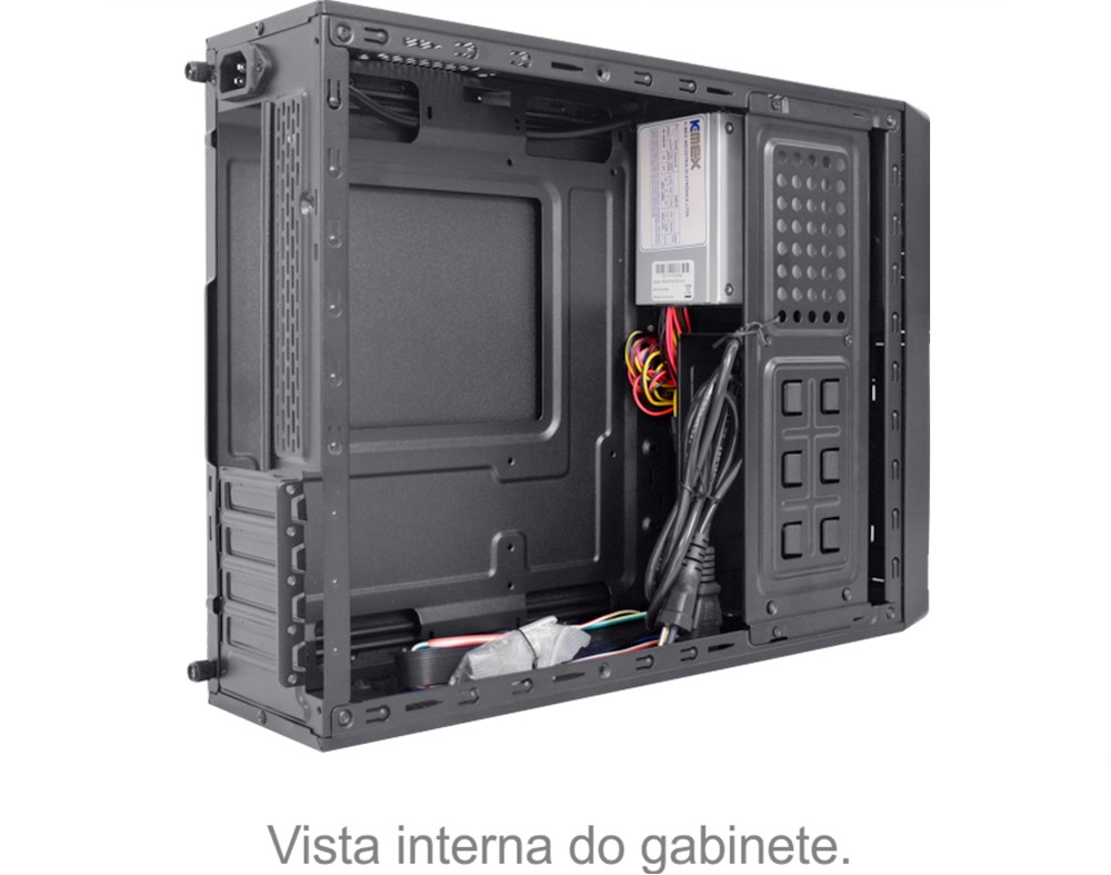 Gabinete KMEX Slim Micro ATX GM04CC USB 2.0 Com Fonte PB200 