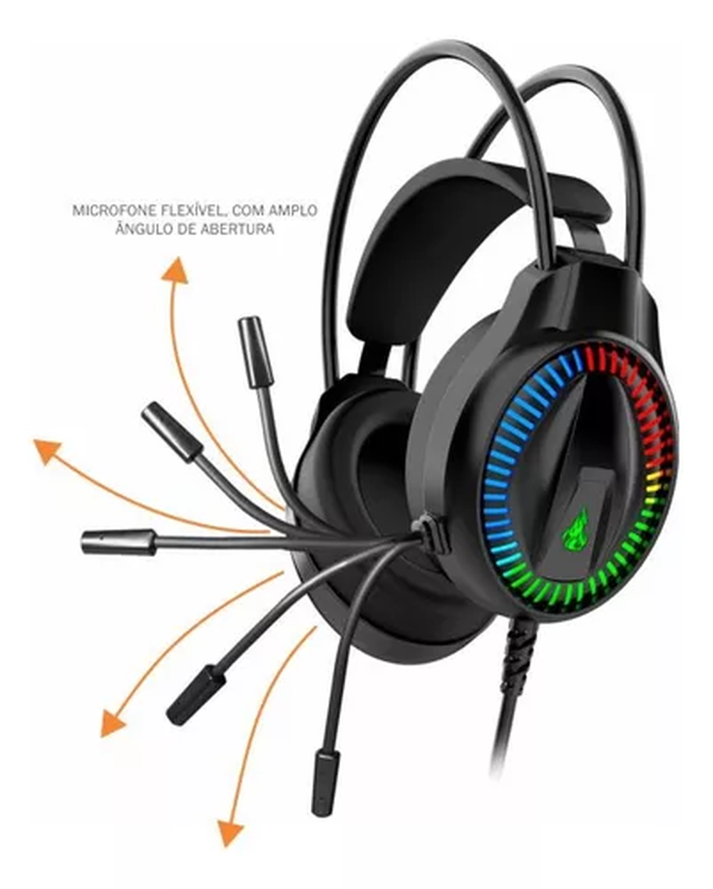 Headset Gamer K-mex Ar89 Rgb Surround 7.1 Usb Com Microfone