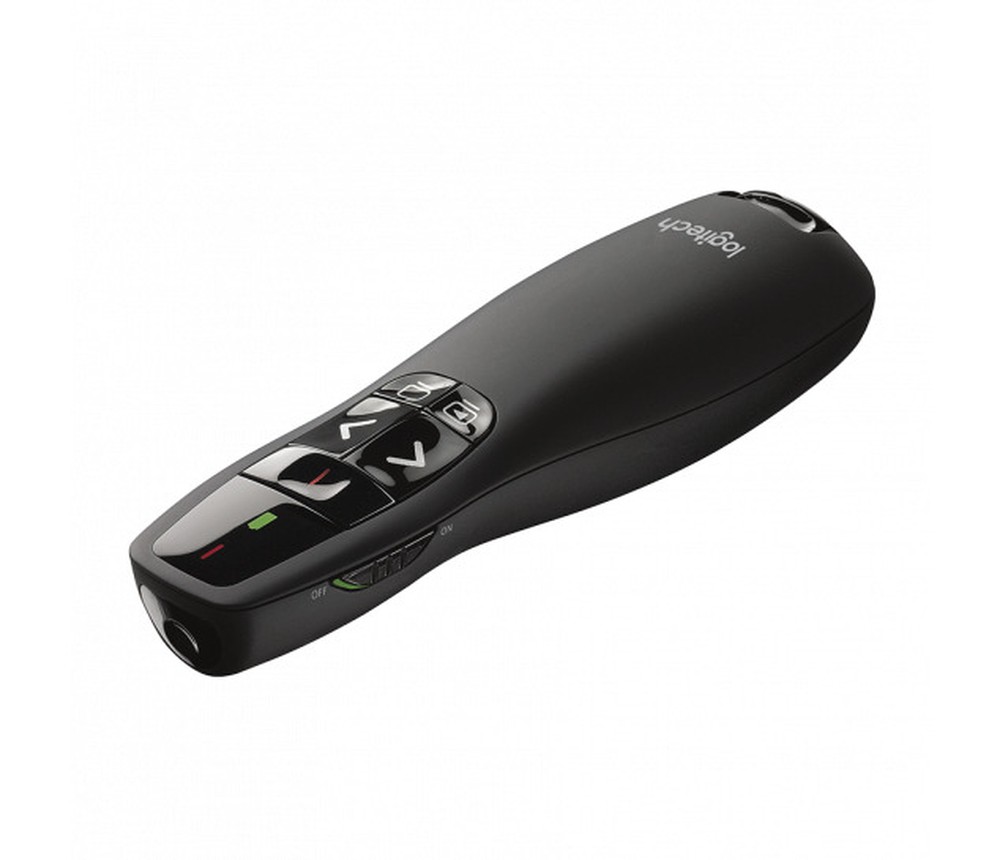 Apresentador sem fio Logitech R400 com Laser Pointer Vermelho, Conexão USB e Pilha Inclusa 