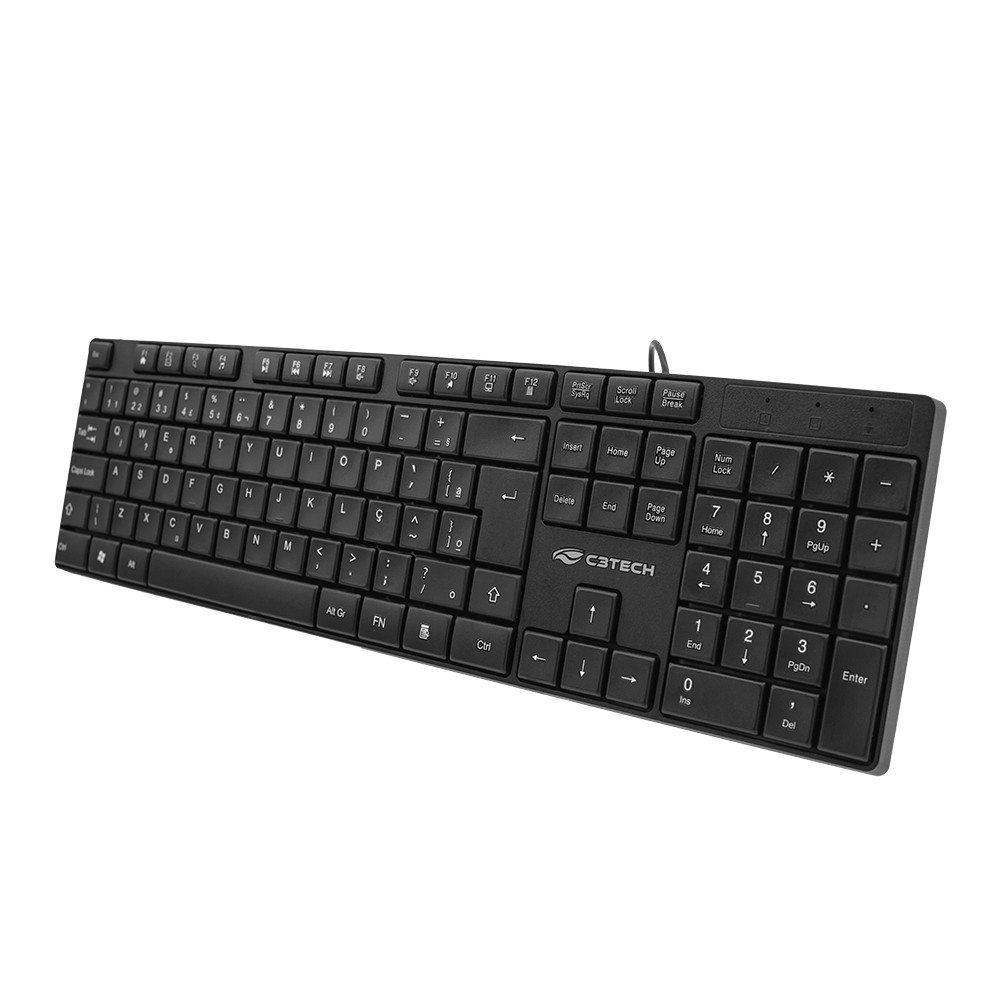 Teclado USB Multimídia KB-M11BK Preto C3Tech