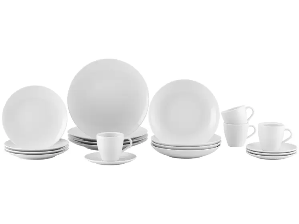 Aparelho de Jantar e Chá 20 Peças Tramontina de Porcelana Branco Redondo Silvia