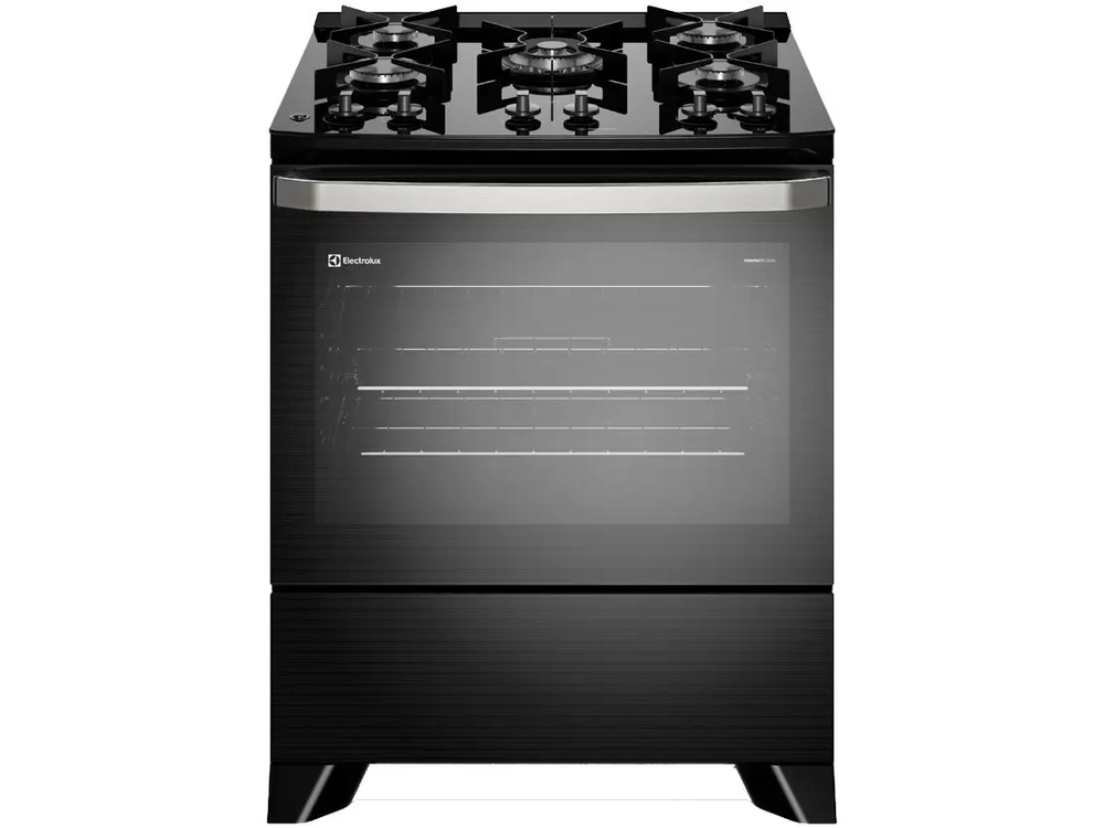 Fogão 5 Bocas Electrolux Preto - Acendimento Automático VaporBake FE5GP Bivolt