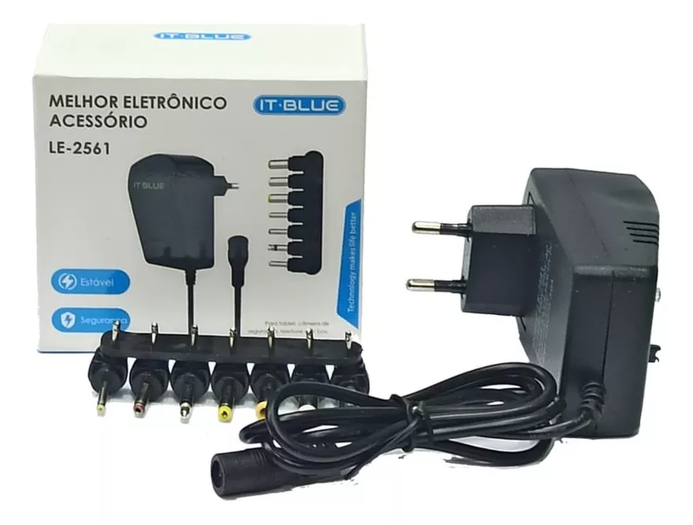 Fonte De Alimentação 3/4.5/6/7.5/9/12V 30W 3.0A 7 Pinos Universal LE-2561 It-Blue