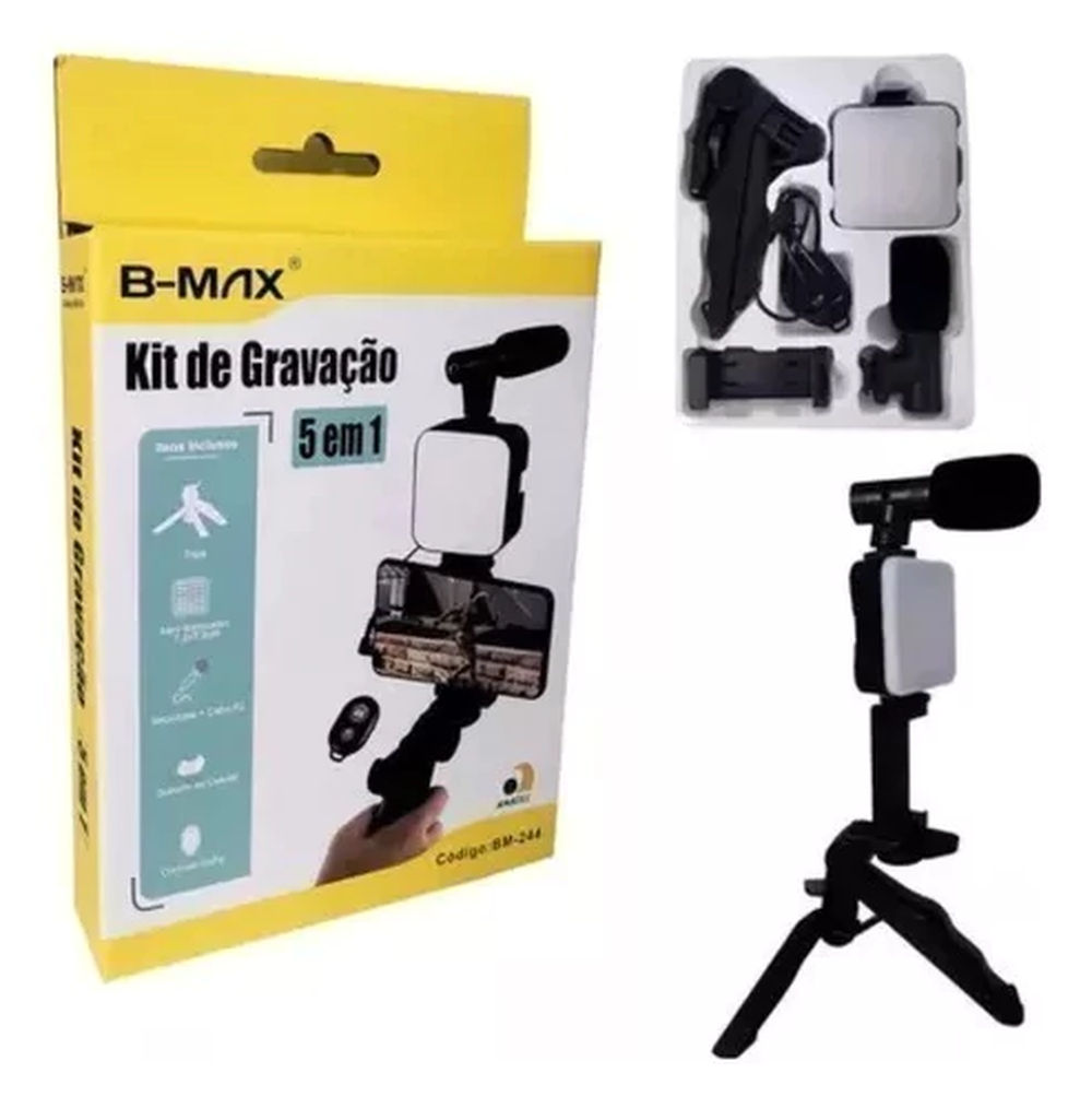 Kit de Gravação Bmax BM-244 Com Microfone e Led 5 em 1