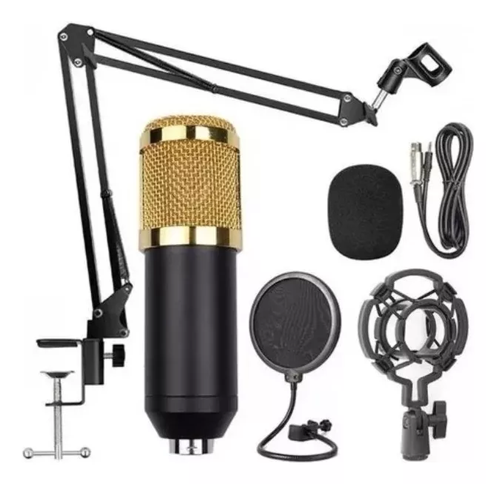 Kit Microfone Condensador Studio Gravação YouTuber Gamers LE-914 Completo