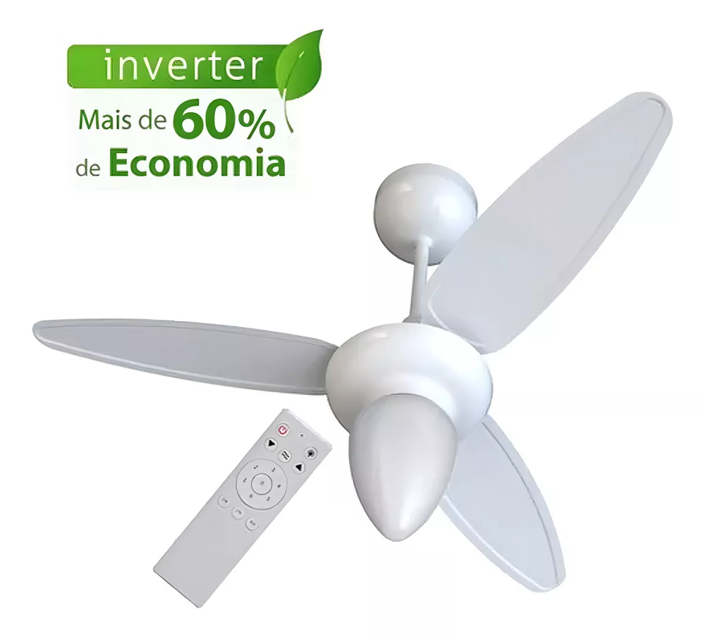 Ventilador De Teto Wind C/ Controle Bivolt Ventisol 3 pás Branco Bivolt