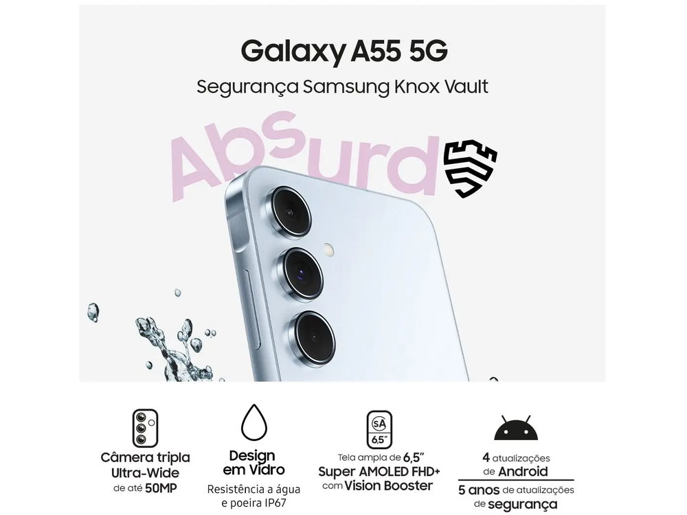 Smartphone Samsung Galaxy A55 128GB Azul Claro 5G 8GB RAM 6,6