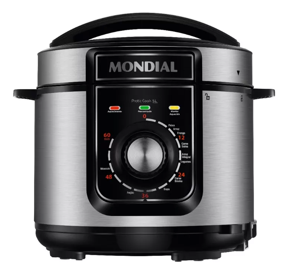 Panela De Pressão Elétrica Pratic Cook Premium PE-48-5L-I 5 L Cor Preto Mondial 220v