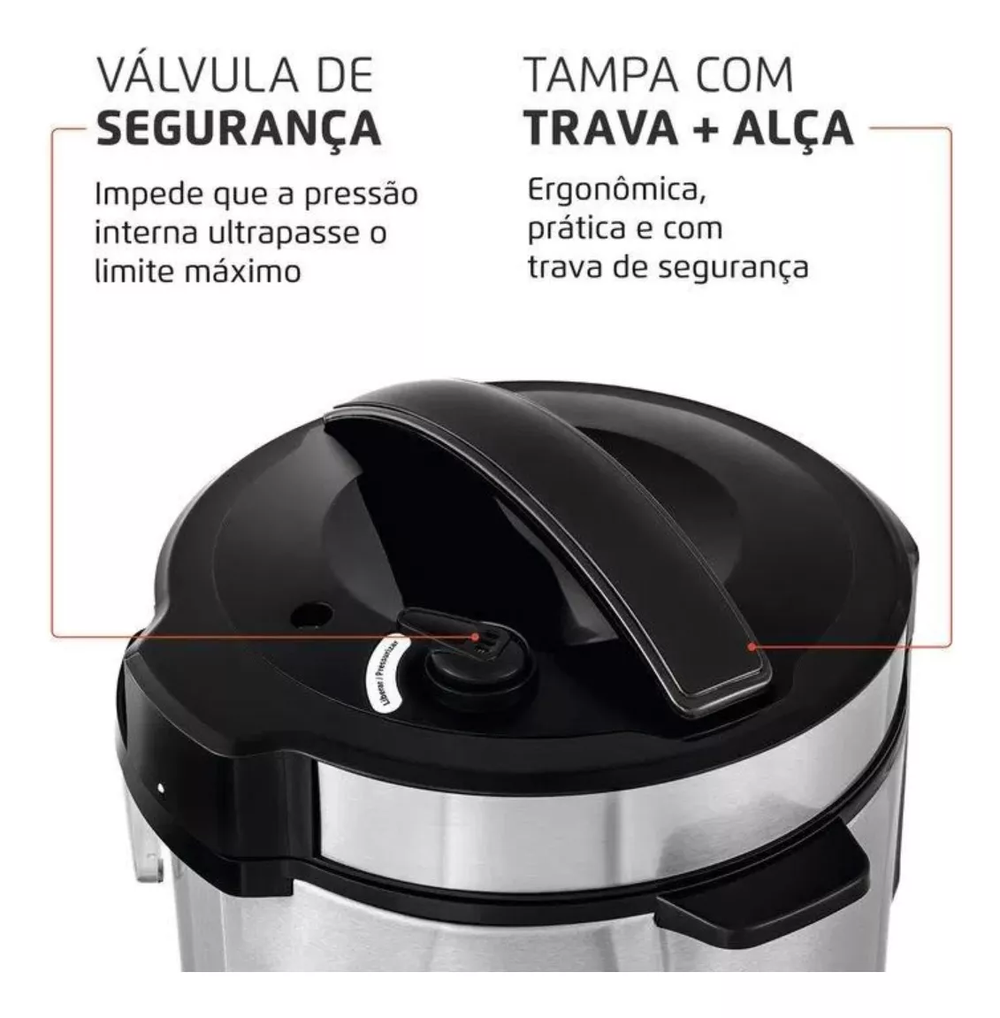 Panela De Pressão Elétrica Pratic Cook Premium PE-48-5L-I 5 L Cor Preto Mondial 220v