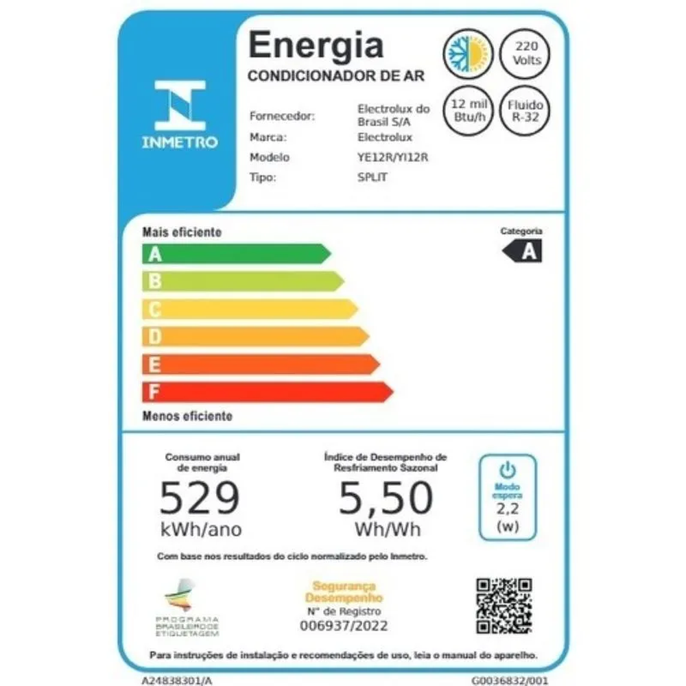 Ar-Condicionado Electrolux Split 12.000 BTUs Color Adapt Quente/Frio com Wi-fi (YI12R/YE12R) 220V