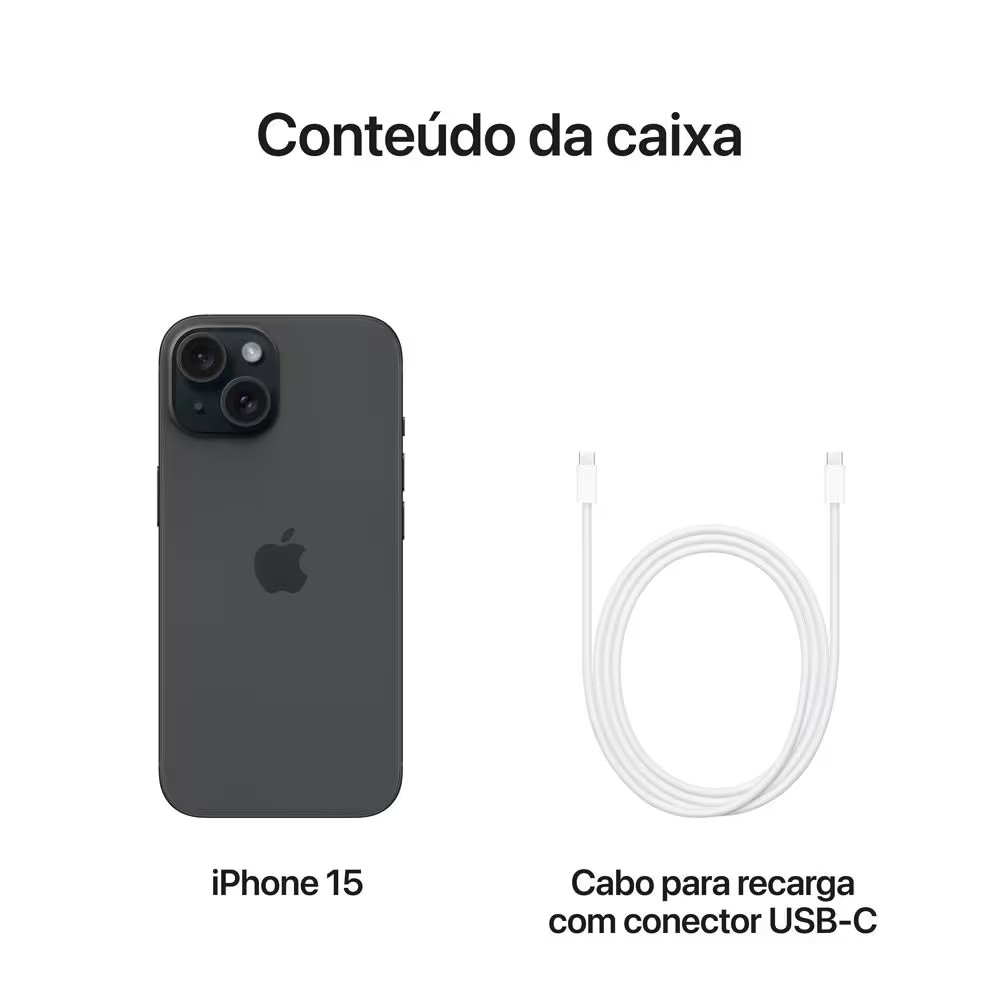 Apple iPhone 15 256GB Preto 5G Tela 6,1