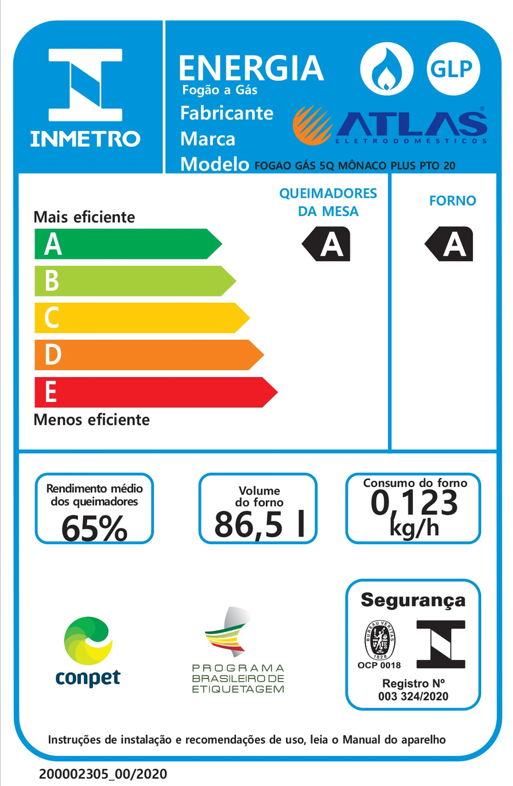 Fogão 5 Bocas Preto com Mesa Inox Atlas Mônaco Plus Bivolt