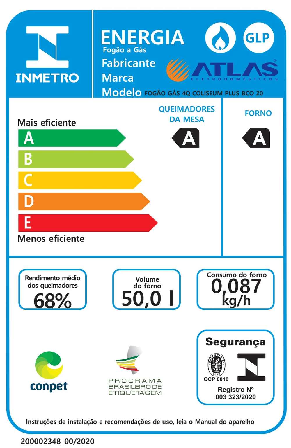 Fogão 4 Bocas Branco com Mesa Inox Atlas Coliseum Plus 220V