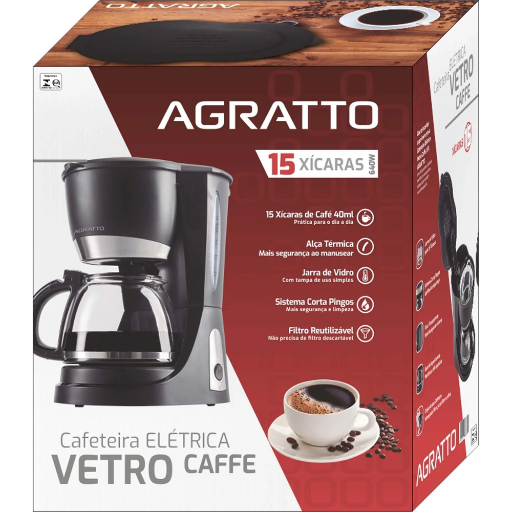 Cafeteira Elétrica Agratto Vetro Caffe CEV15 220v