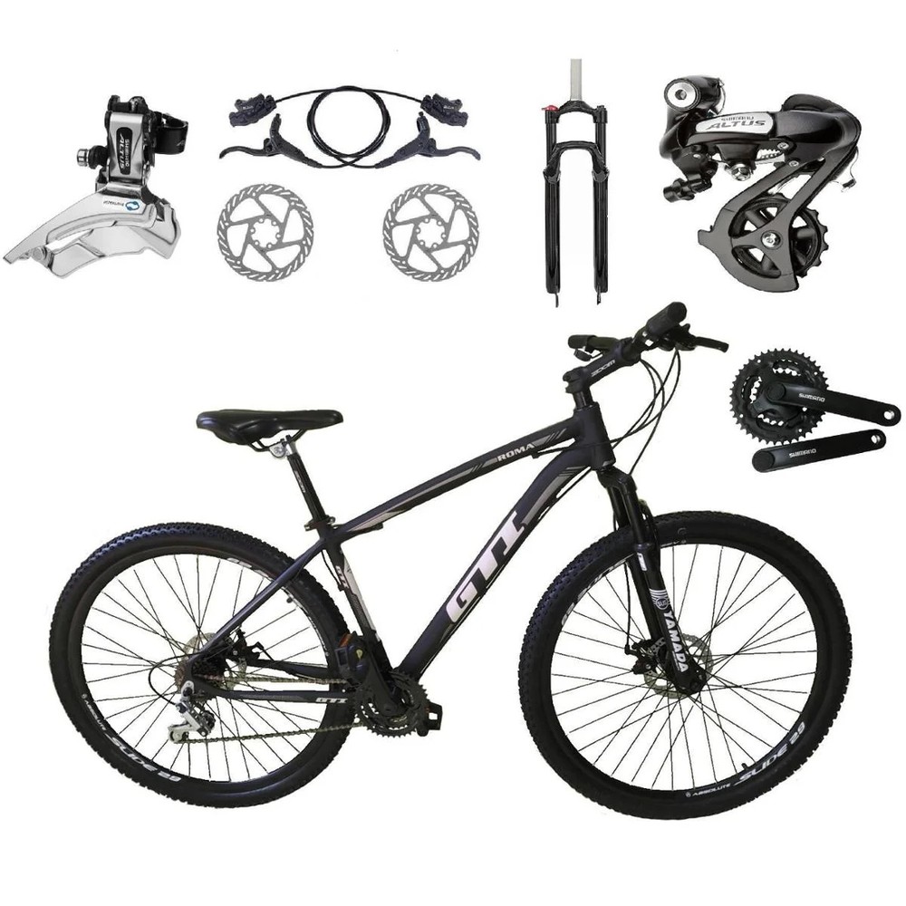 BICICLETA ARO 29 GTI ROMA PRETO/CINZA 17