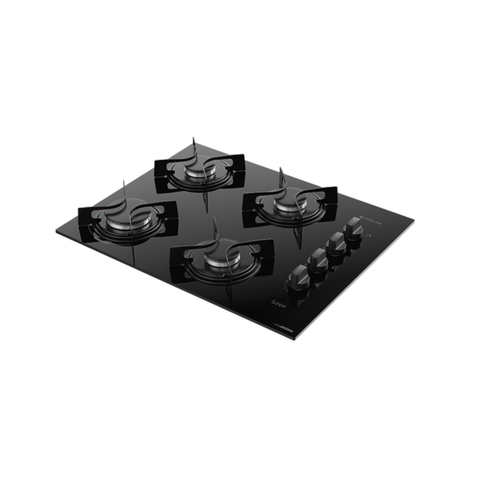 Cooktop 4 Bocas Preto com Mesa de Vidro Atlas U Top Bivolt