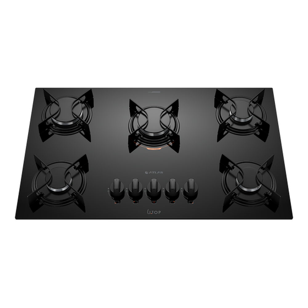 Cooktop 5 Bocas Preto com Mesa de Vidro U Top Bivolt