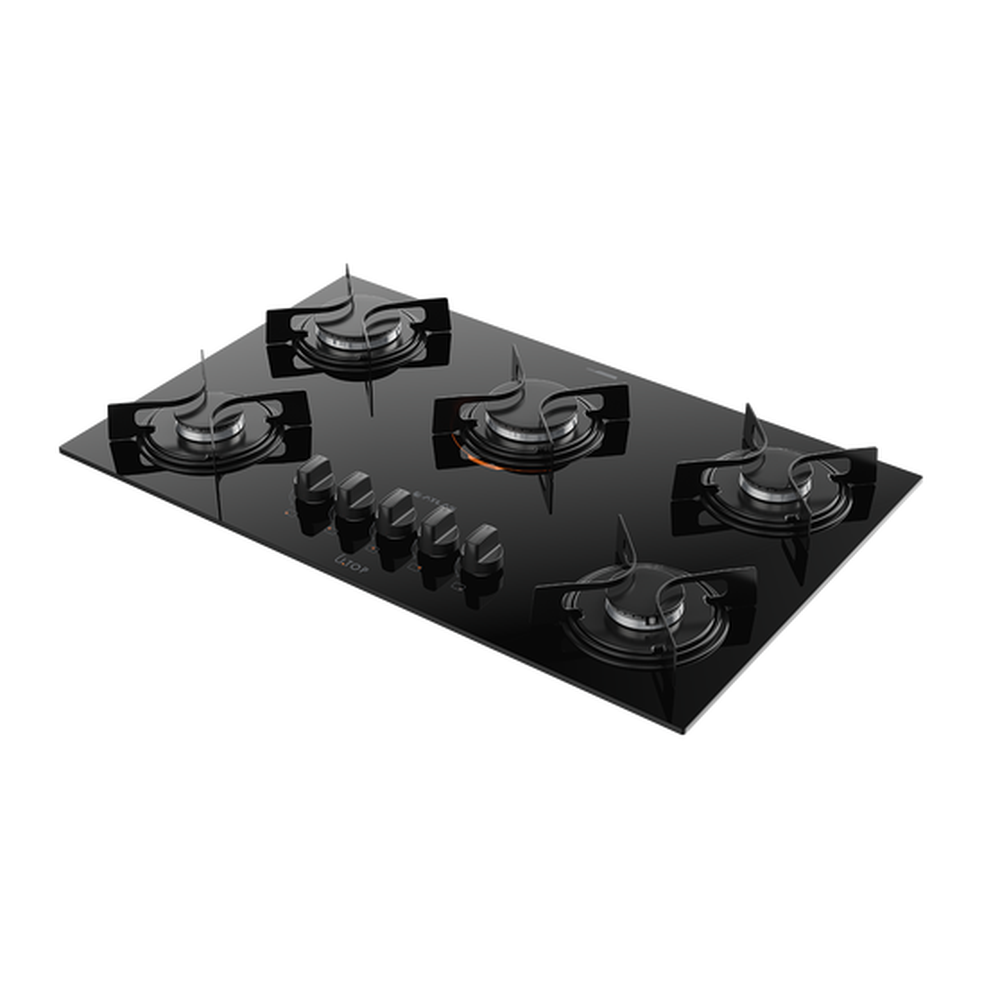 Cooktop 5 Bocas Preto com Mesa de Vidro U Top Bivolt