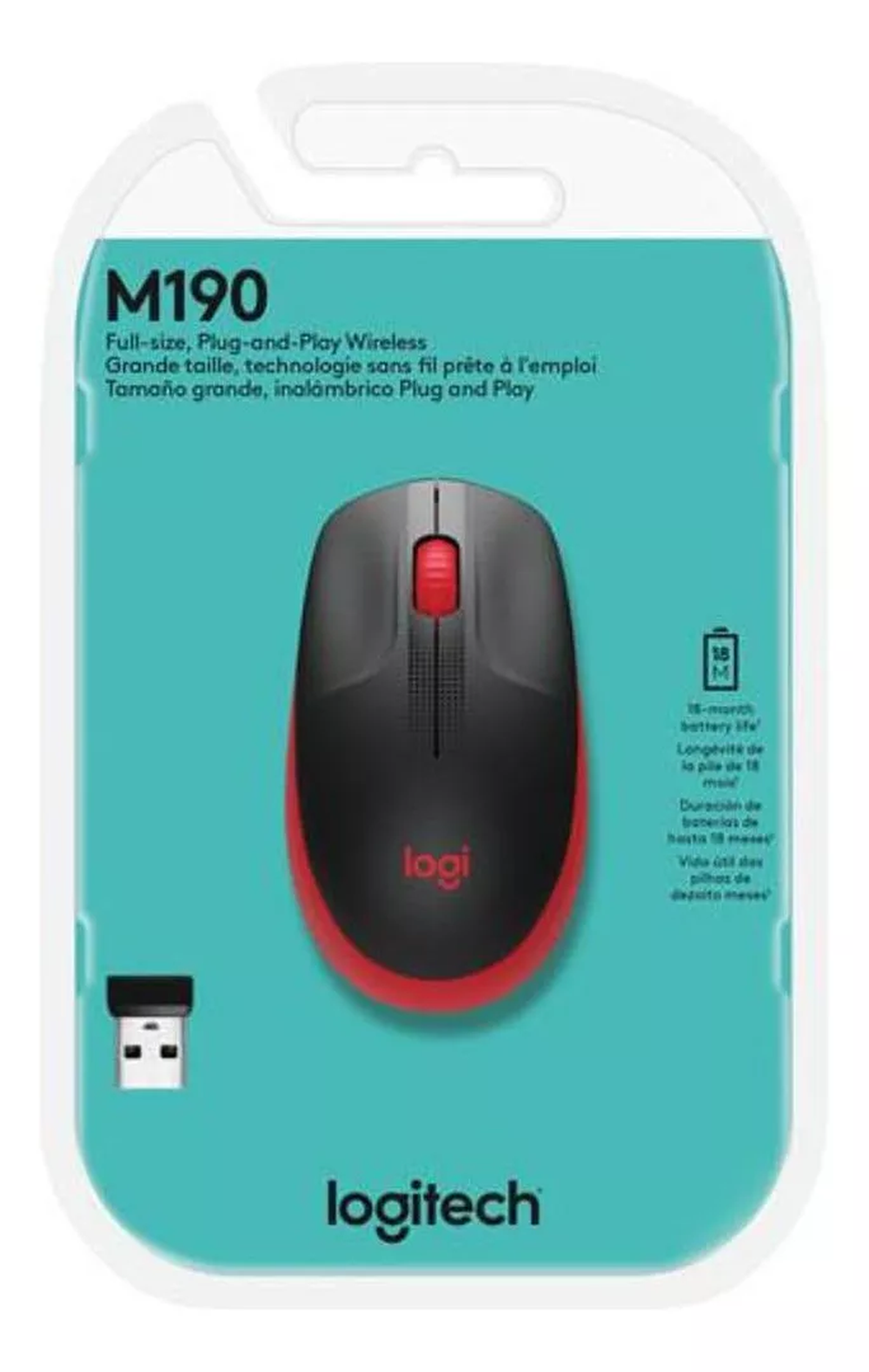 Mouse Logitech M190 Sem Fio Vermelho