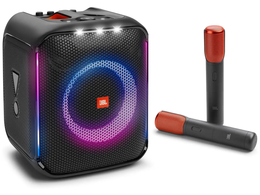 Caixa de Som JBL Party Box Encore Bluetooth com 2 Microfones Amplificada Portátil com Microfone IPX4 100W