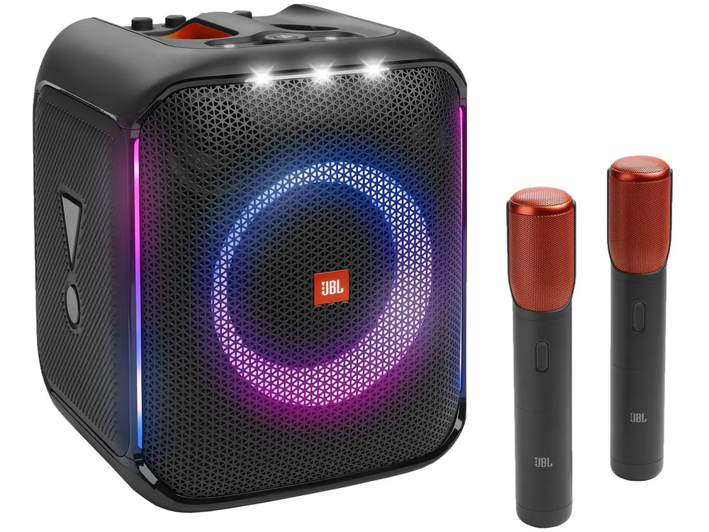 Caixa de Som JBL Party Box Encore Bluetooth com 2 Microfones Amplificada Portátil com Microfone IPX4 100W