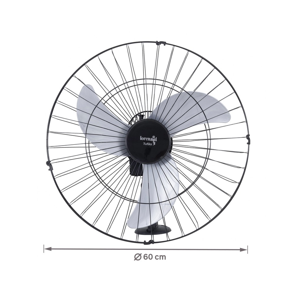 Ventilador de Parede Loren Sid 60cm Tufão Bivolt Preto