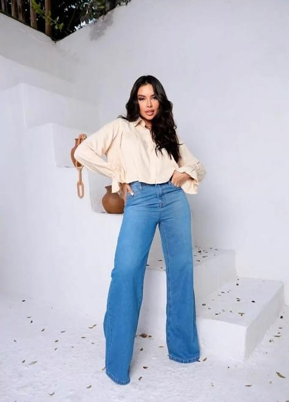 Calça jeans pantalona