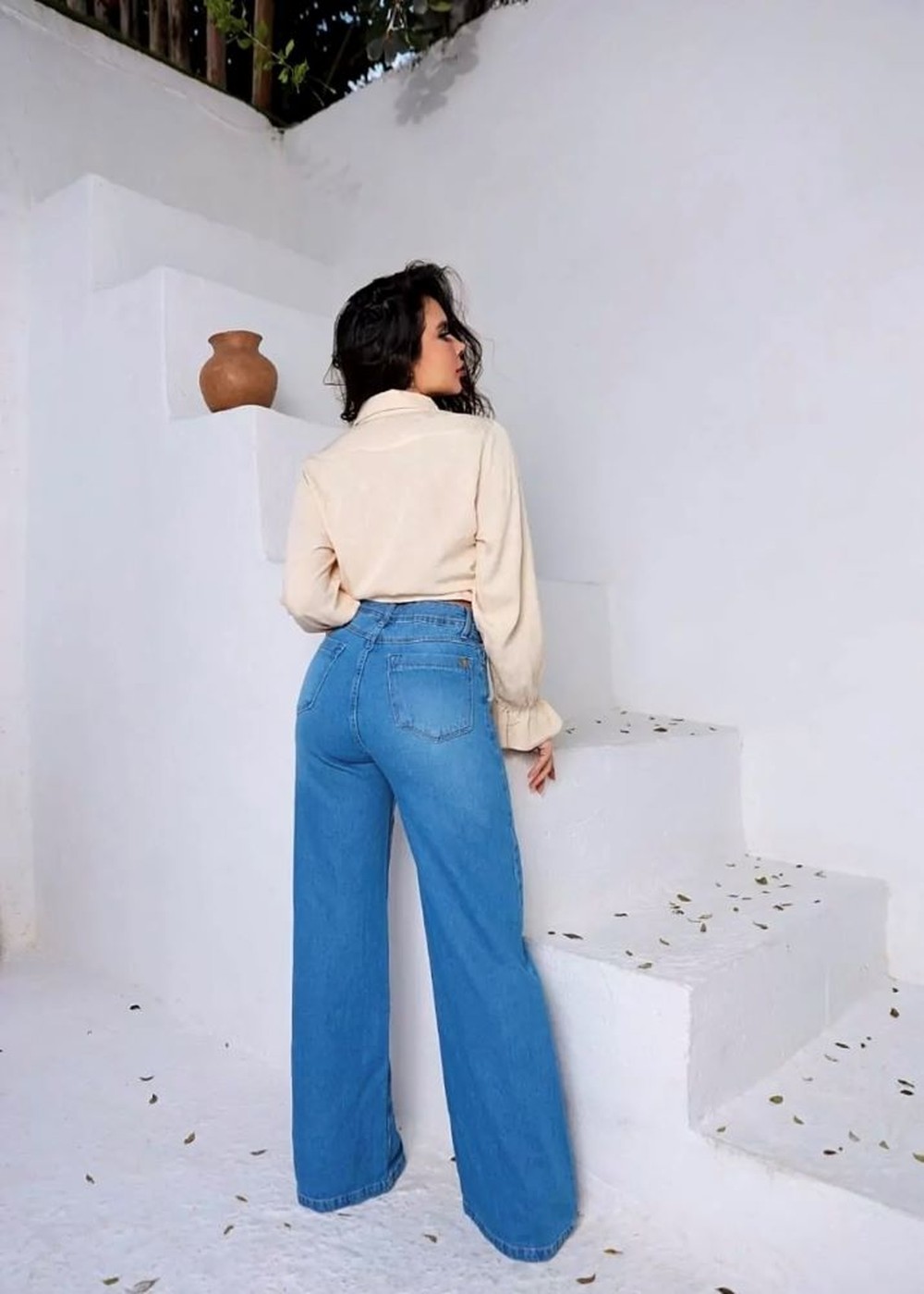 Calça jeans pantalona