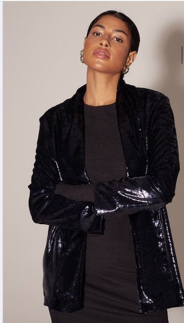 Blazer preto com brilho tecido texturizado