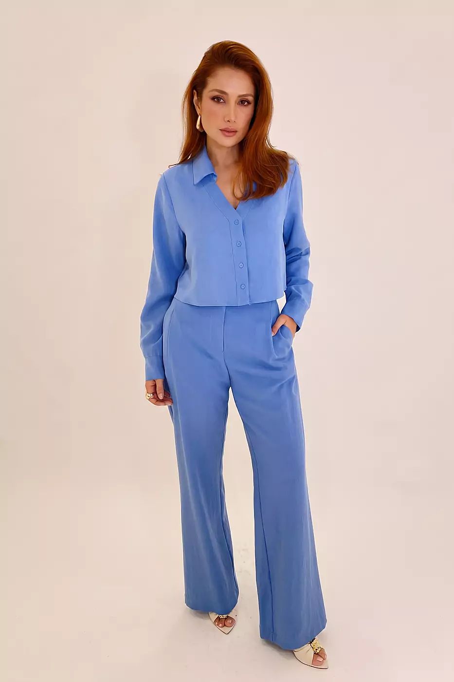 Calça  Alfaiataria em Liocel Blue