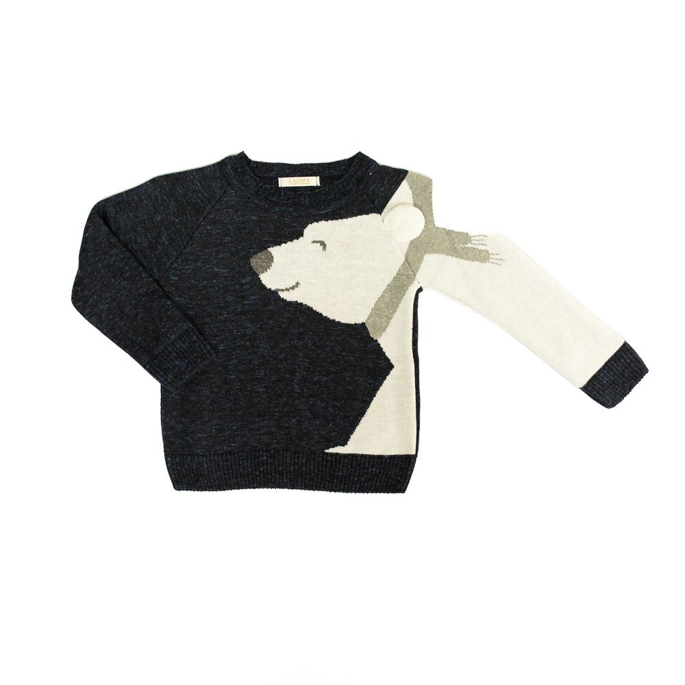 SUÉTER DE TRICÔ INFANTIL ESTAMPA URSO POLAR AZUL