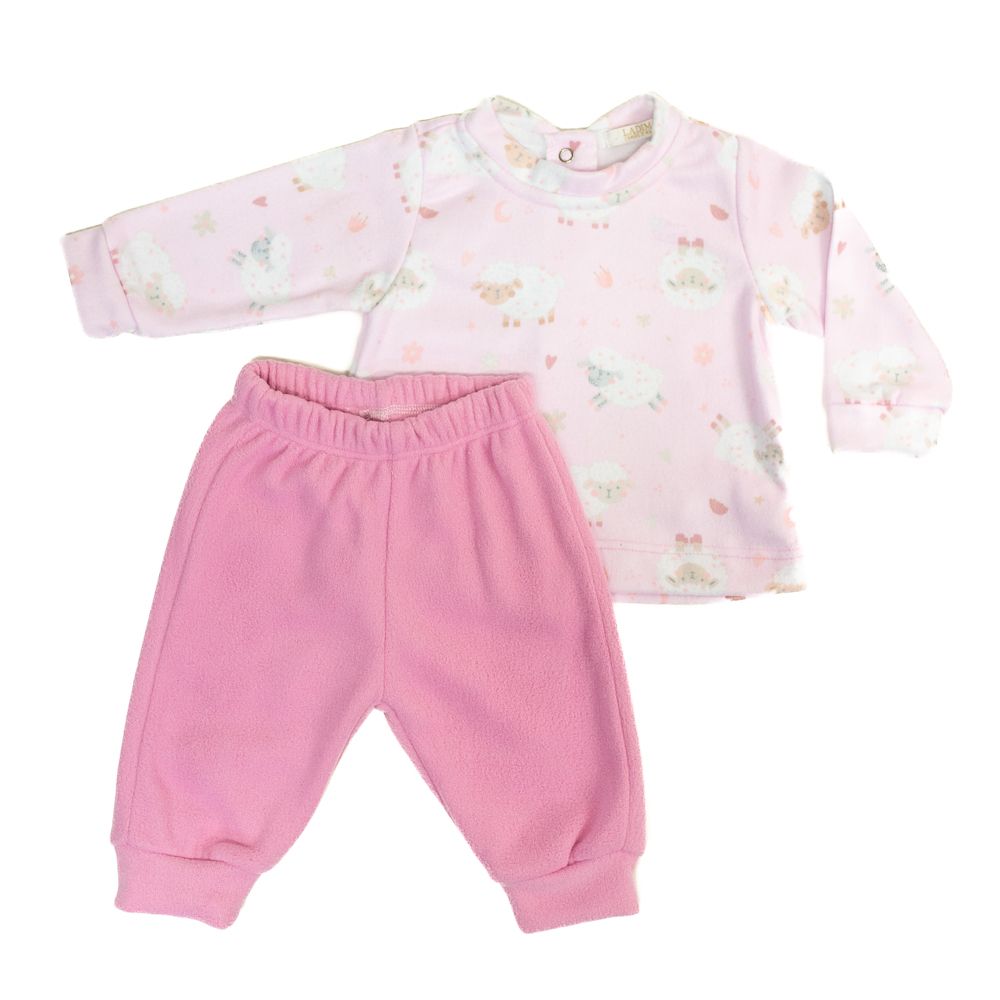 Pijama Conjunto Ovelhinhas Menina Microsoft Rosa Bebê