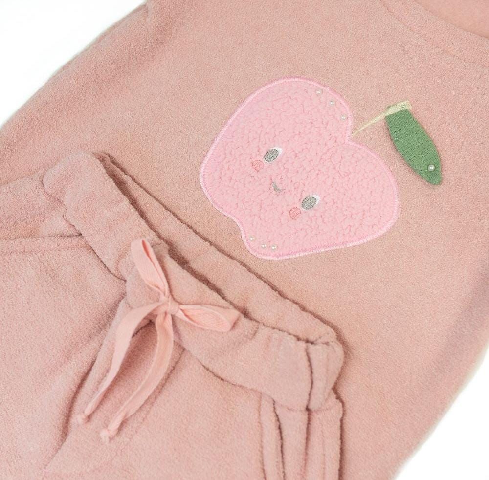 CONJUNTO  INFANTIL  MENINA  DE FRIO COM BORDADO DE MAÇÃ 