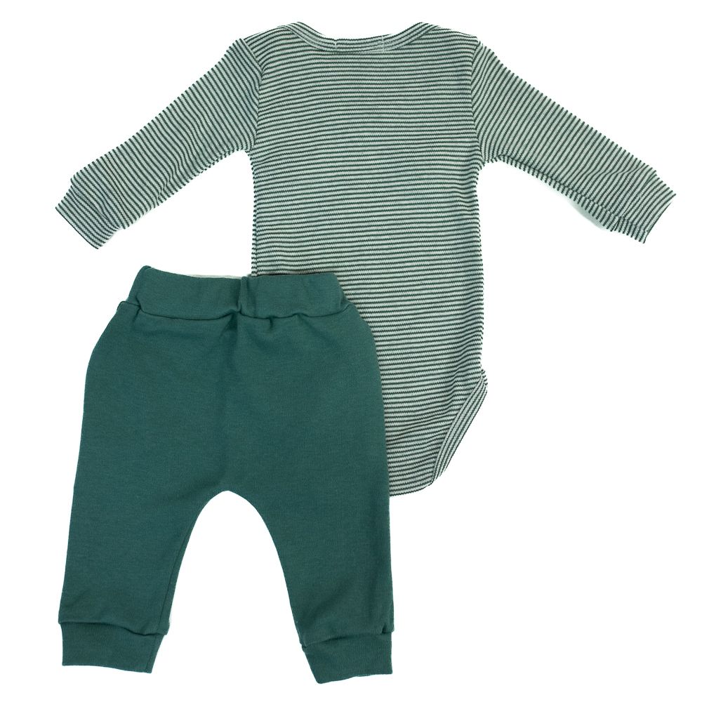CONJUNTO BEBÊ BODY E CALÇA TIGER VERDE LISTRADO