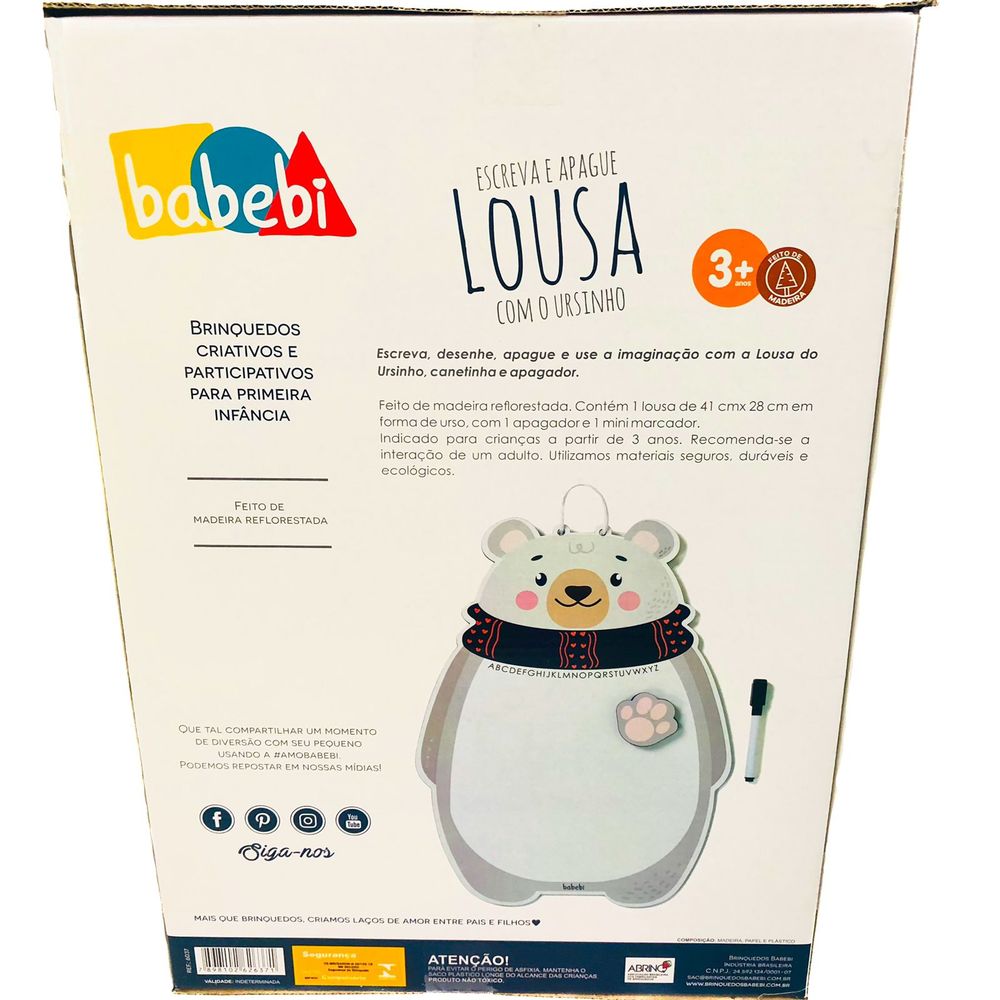 Brinquedo Educativo Lousa Escreva e Apague de Ursinho