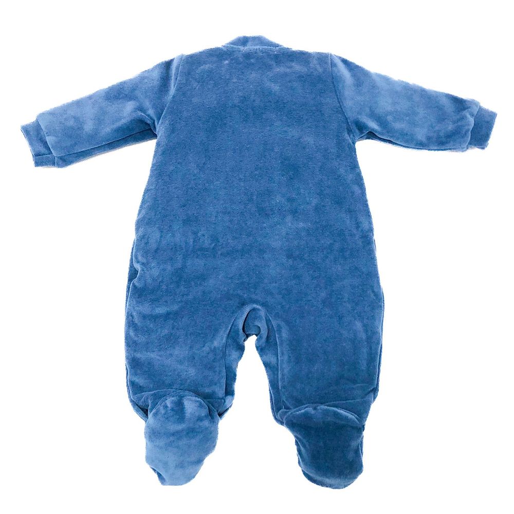 MACACÃO BEBÊ MENINO AZUL MARINHO COM BORDADO DINO EM PLUSH
