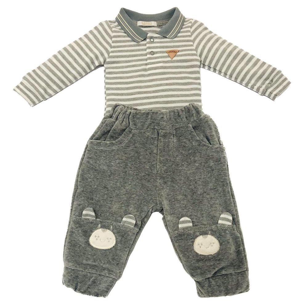 CONJUNTO BEBÊ MENINO BODY GOLA POLO E CALÇA BORDAda Ursinhos