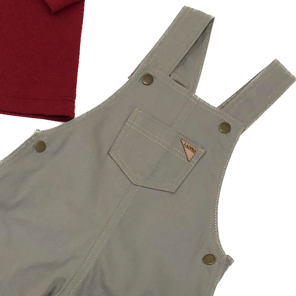 CONJUNTO INFANTIL MENINO COM JARDINEIRA CINZA E BLUSA