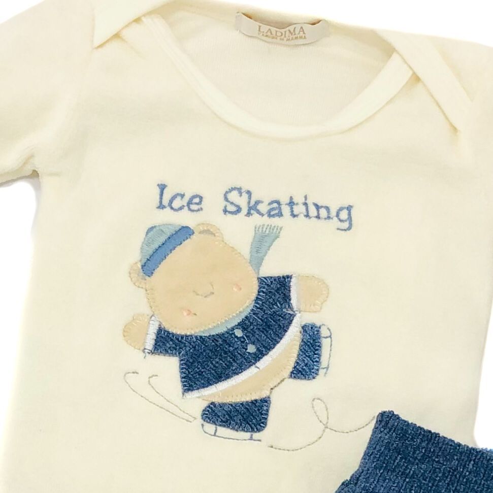 CONJUNTO BEBÊ BODY DE URSINHO PATINADOR E CALÇA SARUEL