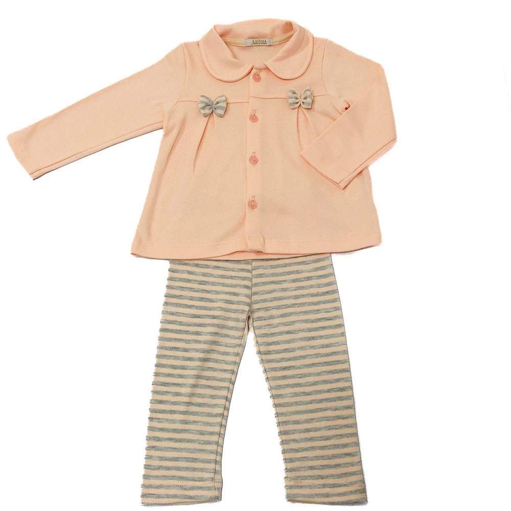 Conjunto Infantil Menina Blusa de Frio com Laços e Calça